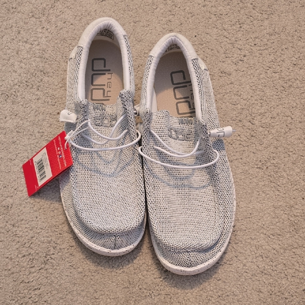 Hey Dude White and Gray/ Stone White Shoes
